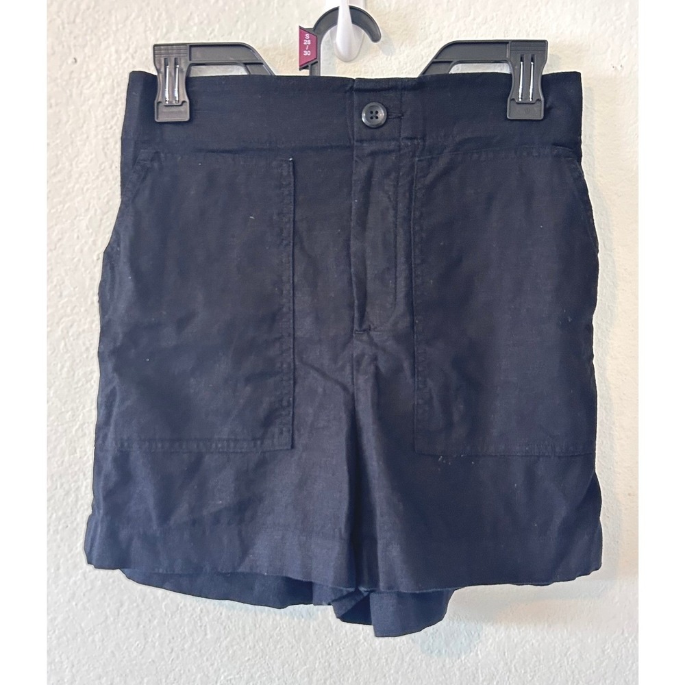 Loft Outlet Black Linen Blend Coastal Utility Shorts High Elastic Waist SZ XS